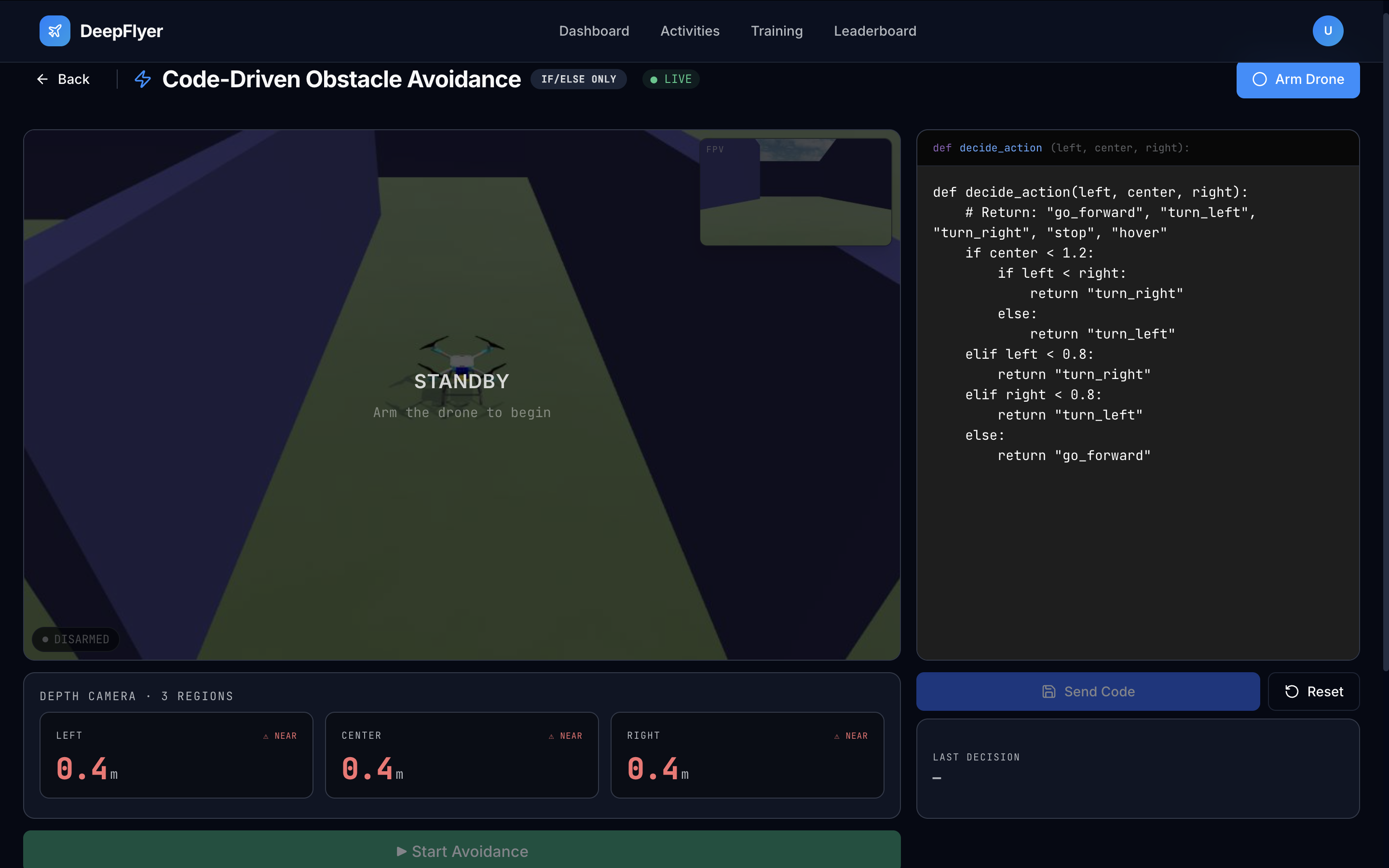 Obstacle Avoidance Page