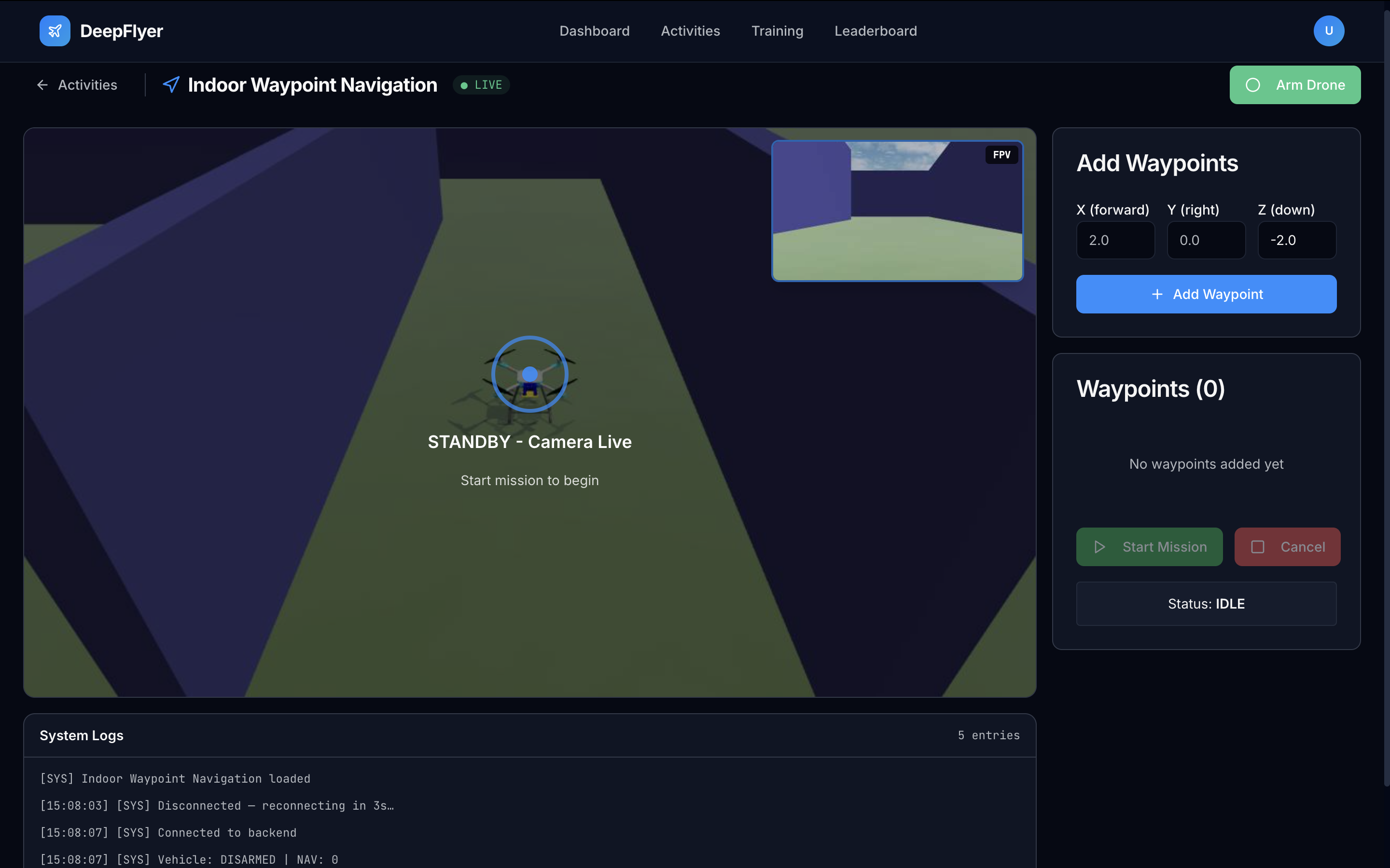 Waypoint Navigation Page